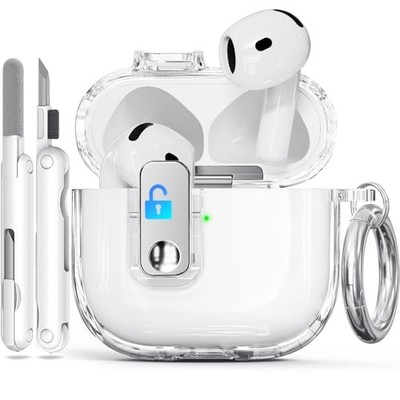 for AirPods 4 Case with Secure Lock, Anti-Yellow Cases for Apple AirPods Clear