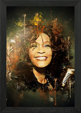 Whitney Houston Watercolor Framed Wall Art Poster Canvas Print Picture