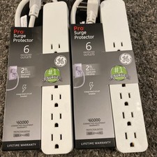 GE Pro 6-Outlet Surge Protector, 2 Ft Extension Cord, 620 Joules, Power Strip