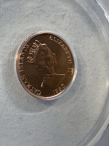 1990 Isole Cayman 1 centesimo classificato MS 65 RD di ANACS - Foto 6 di 8