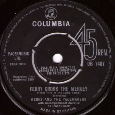 Gerry & The Pacemakers Ferry Cross The Mersey COMPANY SLEEVE Columbia
