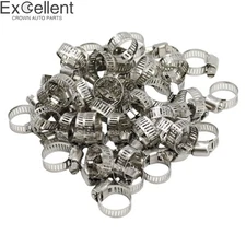 3/8"-5/8" Stainless Steel Adjustable Drive Hose Fuel Clamp Line Worm Clip X50PCS