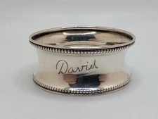 Antique English Sterling Silver Napkin Ring "David" name engraving, dated 1928