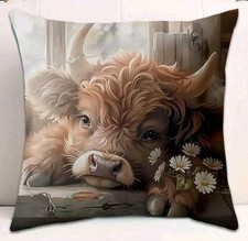 1 X Beautiful Highland Cow Cushion Covers Decorative cushions Calf Calves
