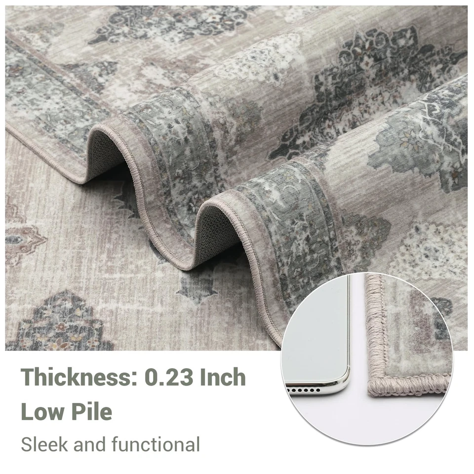 Alfombra de área 9x12 para sala de estar lavable, alfombras de dormitorio grandes vintage suaves retro... Foto 3 de 4