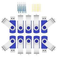 32GB Flash Drive 10 Pack USB 2.0 Thumb Drive Swivel Memory Stick Jump Drive with