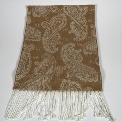 Cejon Women's Paisley Tan Scarf Made In Italy One Size 100% Acrylic