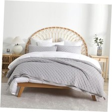 Reversible Bedspread Quilt Bedding Queen 90by98 inch Grey Embossed Pattern