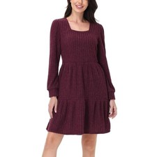 NWT Frye Women's XS Dark Red Long Sleeve Tiered Ribbed Mini Sweater Dress
