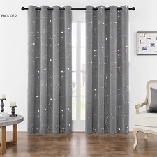 Pack of 2 Blackout Curtains Grommet Thermal Insulated Room Darkening with Circle