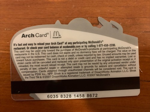 *NUOVO* Rara Gift Card Shrek The Third McDonald's da Collezione (Senza Valore Monetario) - Foto 2 di 2