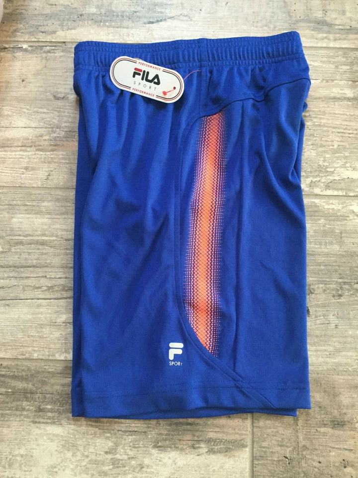 NWT Youth Fila performance No Pockets blue orange workout shorts S 8 gymnastics - Image 2 of 2