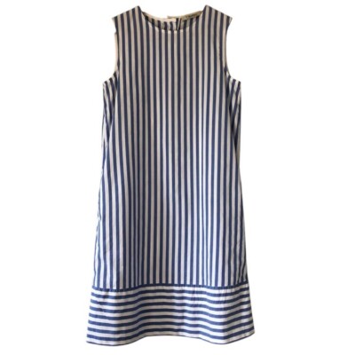  S Max Mara Alda Cotton Striped Shift Dress Sz 8 Button Back Preppy Classic