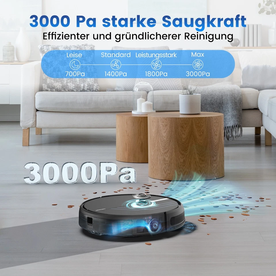 AIRROBO 3000Pa Saugroboter 120Min Staubsauger Wischfunktion App-Steuerung 53dB - Bild 4 von 4