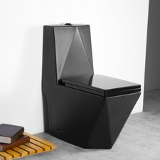 Black Modern One Piece Toilet with Dual Flush Maccione - Matte Black