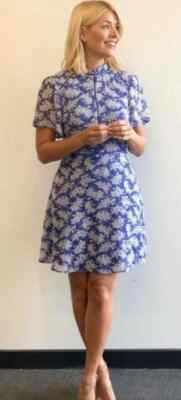 RARE BNWT Oasis Blue Floral Angel Sleeve Dress SEEN ON Holly