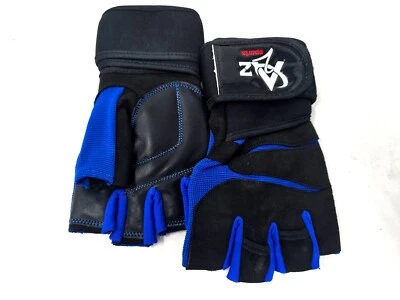 A2Z SPORTS Real Leather Padded Gym Gloves Fitness Weightlifting Training Long Wrist Wrap XL
