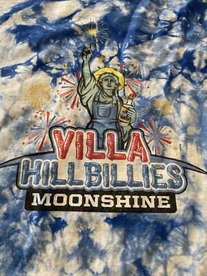 Vintage Villa Hillbillies Moonshine Tye Dye Freedom Fireworks Shirt Size XL