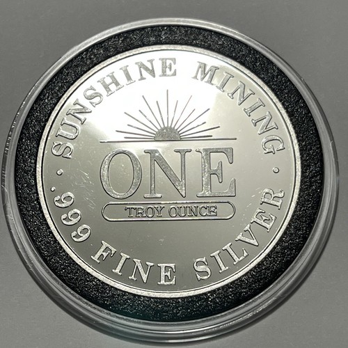 Sunshine Mining-Silver Capitol Idaho 1983 -RARE 1 Troy Oz. .999 Fine Silver Rd. - Picture 2 of 14