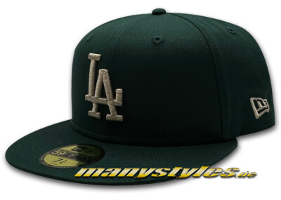 LA DODGERS MLB 59FIFTY Fitted Basic Cap Dark Green Stone Baseball NY Size 7 1/4