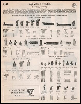 1948 Alemite Hydraulic Type Ball Check Pipe Thread Fittings Vintage Print Ad