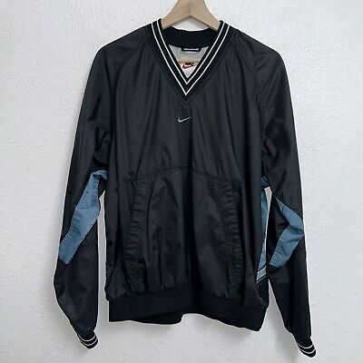 Vintage Nike Center Swoosh Windbreaker Black Jacket V Neck Vintage Nike Center Swoosh Windbreaker Black Jacket V Neck