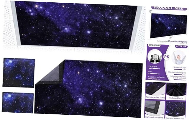 2pcs Fluorescent Light Covers - Light Covers for Ceiling Lights Classroom,