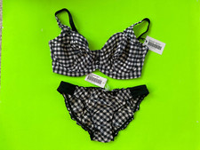 New Pour Moi checkered Underwire Bikini Tops 34F or 36F Size 8 or 10 bottom