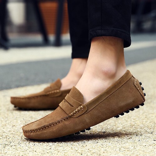 Suede Leather Men Casual Shoes Loafers Driving Moccasins Slip on Leather Shoes - Picture 29 of 61