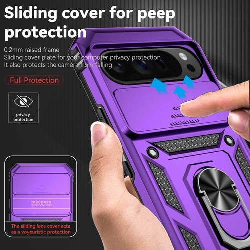 Stand Armor Camera Cover Phone Case For Google Pixel 6 7 8 9 Pro XL 8A 6A 7A 9A - 第 7/18 張圖片