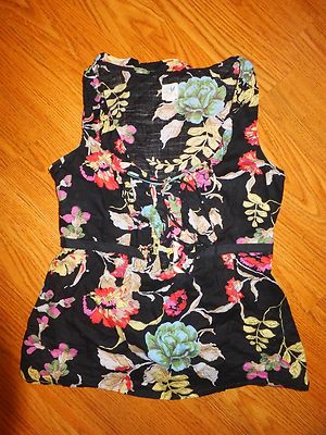 Anthropologie edem & esyllte No Sleeve Top Floral Colorful Black XS Women