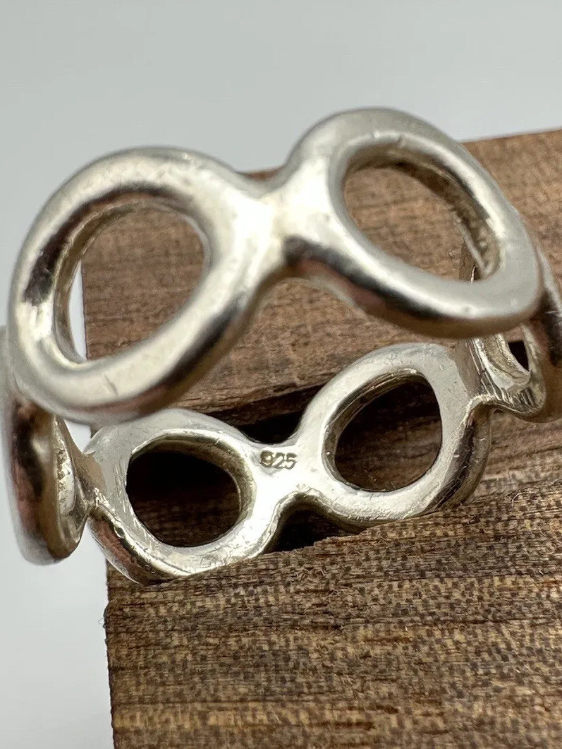925 Sterling Silver Ring Connected Open Circles D… - image 4