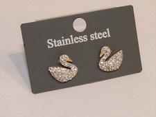 Orecchini in acciaio cigno linea "swarovski"