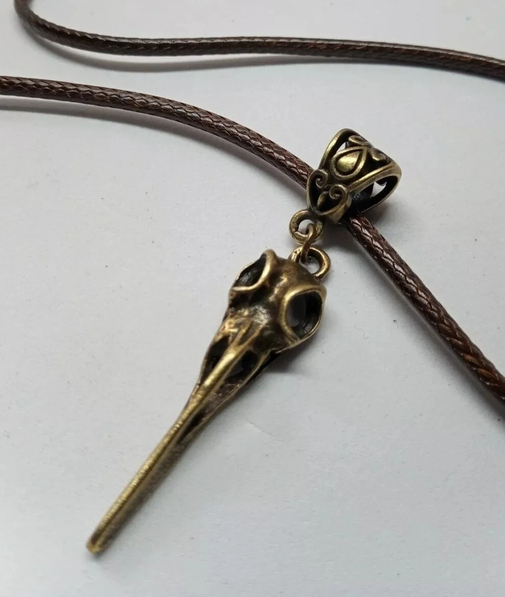 Bronze Bird skull Crow Raven Bellatrix LeStrange Potter Necklace Cosplay anime