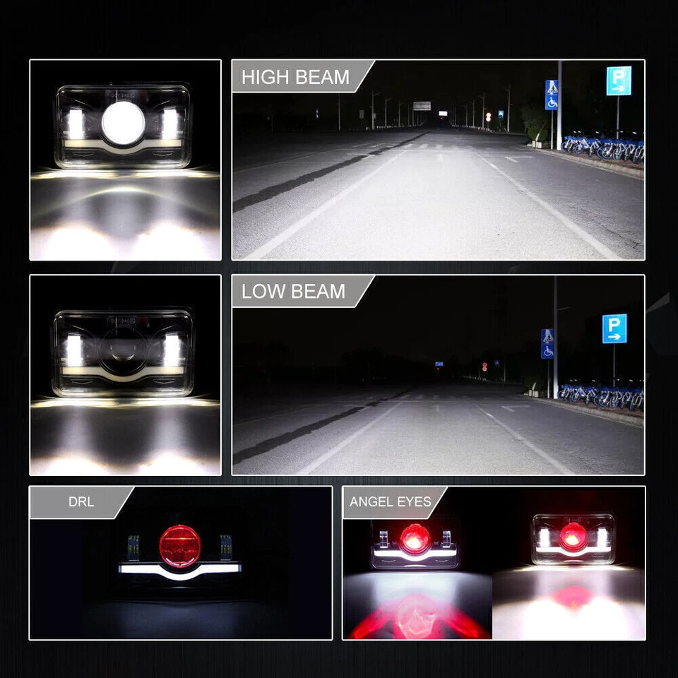 2PCS 4x6inch LED Headlights High Low Beam DRL For Chevrolet S10 1995 1996 1997 Foto 2 de 4