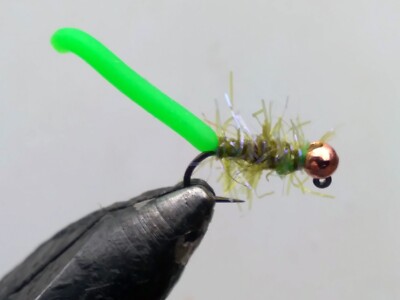 Chartreuse Wonky Squirmy Worm Tungsten weighted Wormy Fly
