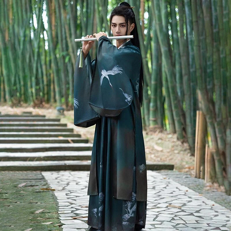 Hanfu Men Chinese Weijin Dynasty Swordsman Halloween Costume Stage Performance - Image 3 of 4