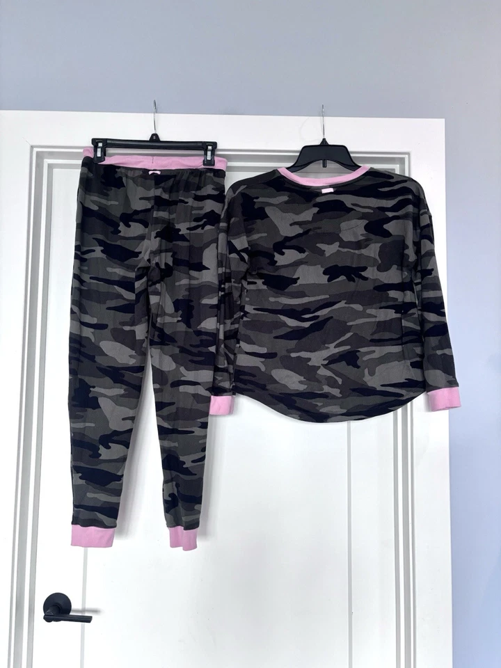 Conjunto de 2 Calças/Pijama Manga Longa Camuflagem Cinza e Rosa Kensie Tamanho P - Imagem 2 de 4