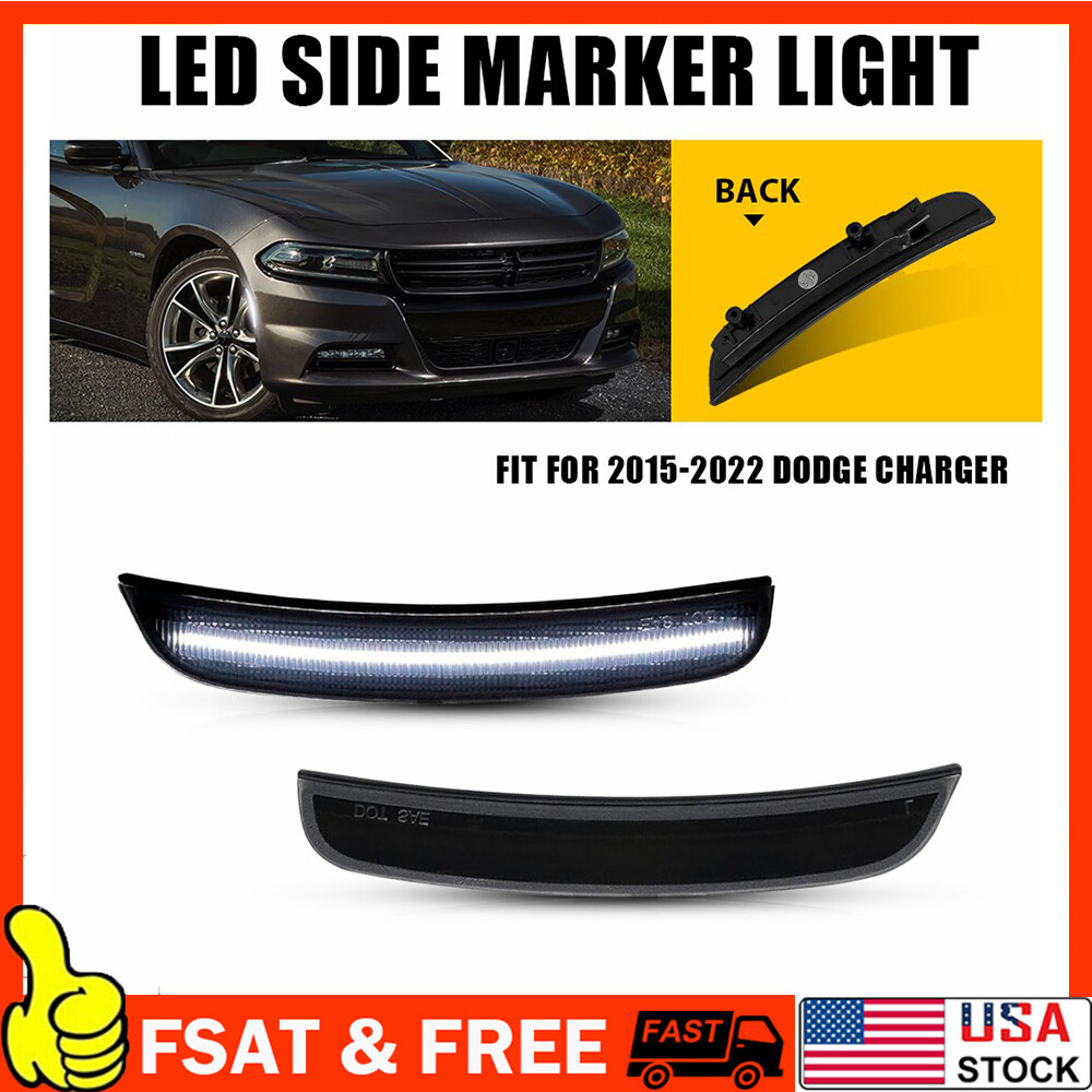 2015-2022 Dodge Charger Smoked Front LED Side Marker Lights