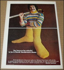 1975 Derek Sanderson Interwoven Socks Print Ad Advertisement Page Boston Bruins