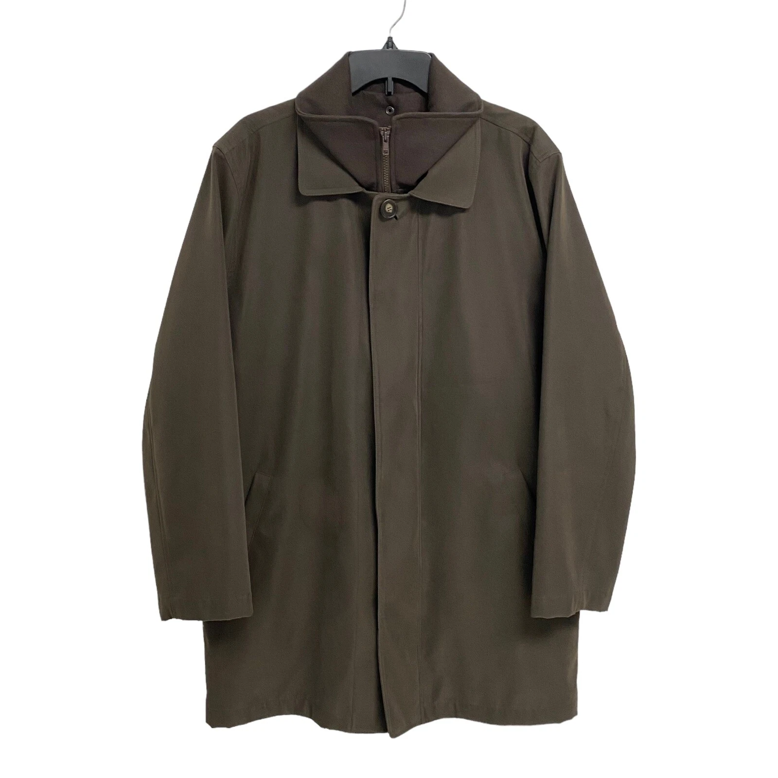 MICHAEL KORS Cappotto invernale da uomo misto lana marrone cerniera foderato colletto taglia M