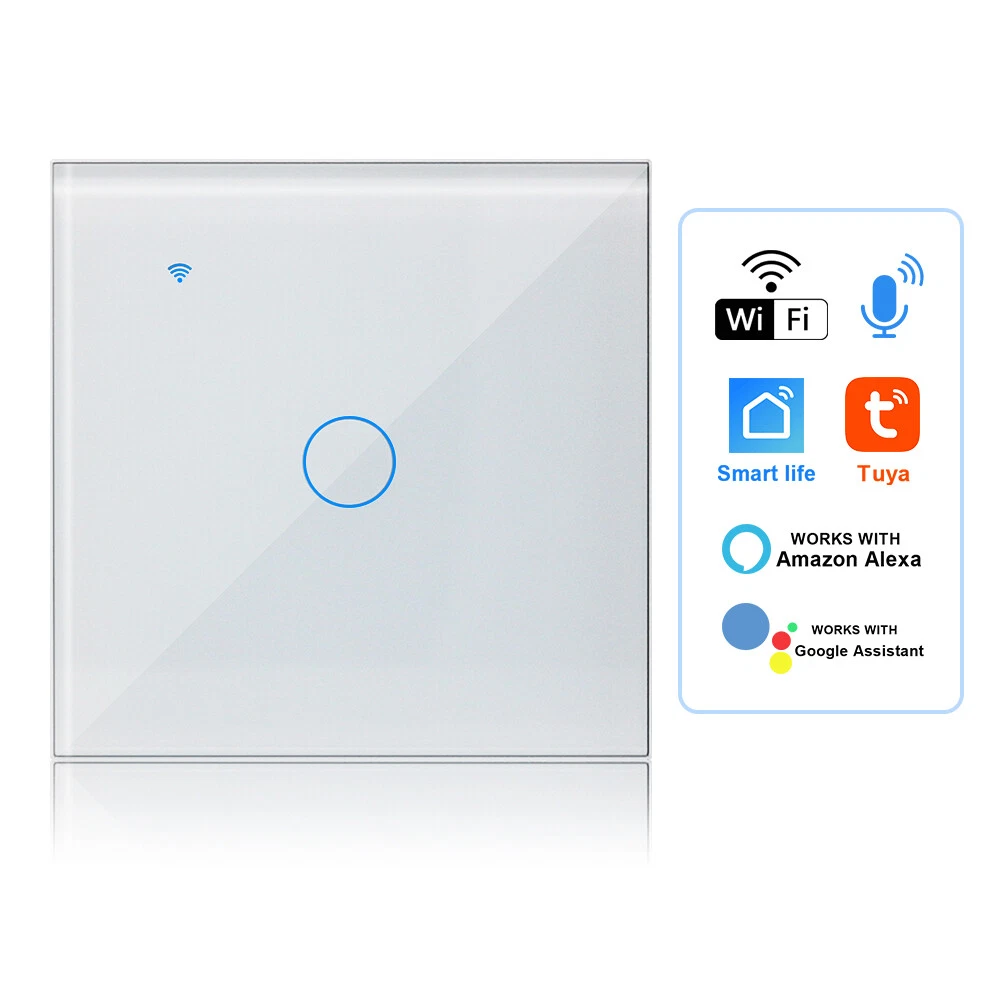 Alexa-compatible wifi glass panel home smart light switch - 2 gangs