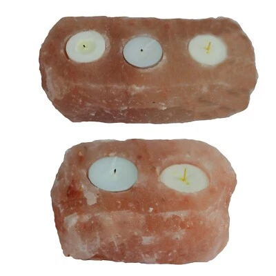 Ancient Wisdom Himalaya Salz Kristall Teelichthalter Rosa Rund 2/3 Löcher - Bild 1 von 4