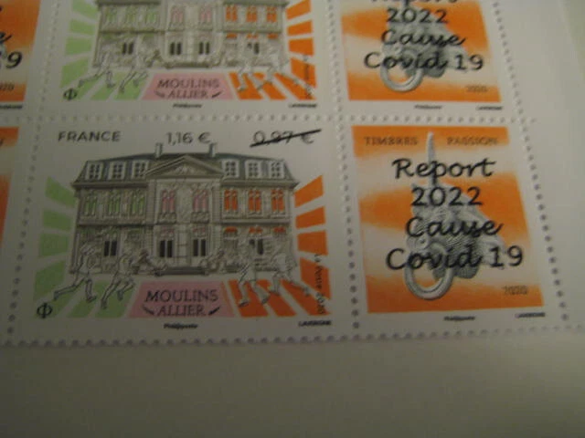 2022 France Se-tenant of 2 stamps on postponement of event due to viral pandemic - Image 4 of 4