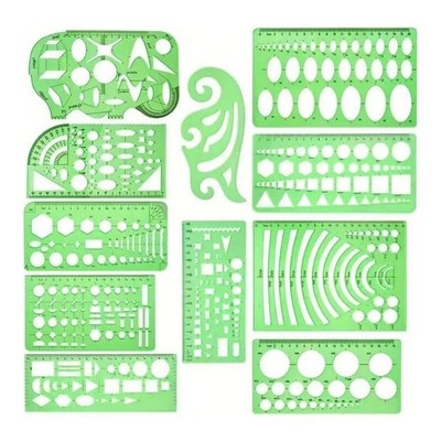 11Pcs Geometry Stencils Geometric Drawing Templates Measuring Ruler For Drawing