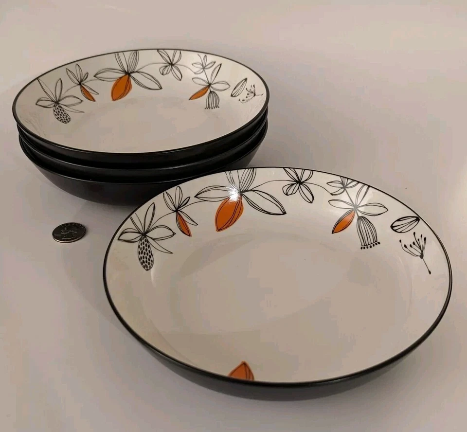 Juego 4 cuencos de cerámica de 8" diseño floral de arroz o fideos asiáticos de alta temperatura Arst Foto 2 de 4