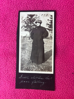 FEMALE BEAUTY 1918 ILLINOIS vintage PHOTO dress up as man SMOKE CIGAR hat COAT