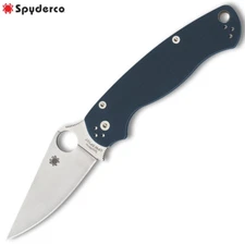 Spyderco Paramilitary 2 CPM-SPY27 Satin Blade Blue G10 Handles PM2 C81GPCBL2