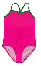 Kanu Surf Girls Crossed Back Solid One Piece Swimsuit Pink Size 14 00919