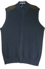 Roundtree  Yorke Sweater Vest Men  s Size XLT Blue Knit Full Zip Pockets